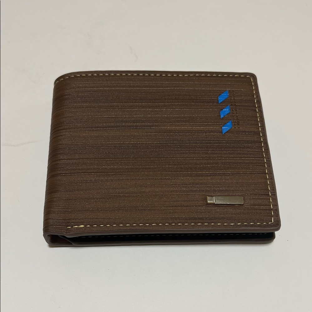 Elegant Brown Wallet with Blue Details